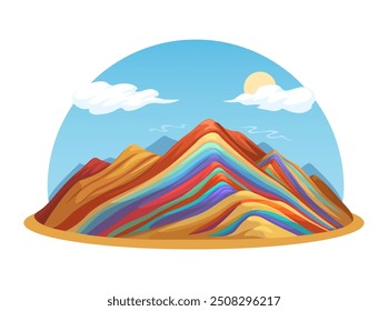 Rainbow Mountain Peru Illustration Vector