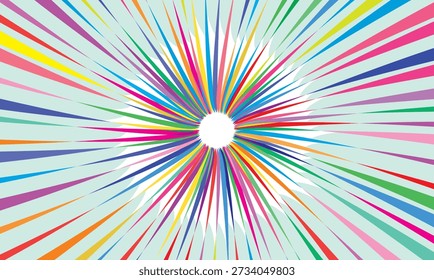 rainbow multicolor swirl rays petal spikes for creative eye impact background vector design element