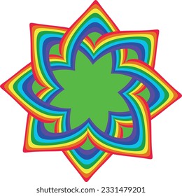 Rainbow multicolored bright octagonal figure with a flower inside on a transparent background - Powered by Shutterstock - Get 15% off with code: PIKWIZARD15