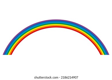 Rainbow, multicolored circular arc. Seven bent color bars, representing the spectrum of the visible light. Red, orange, yellow, green, cyan, blue and violet. Isolated illustration on white background.