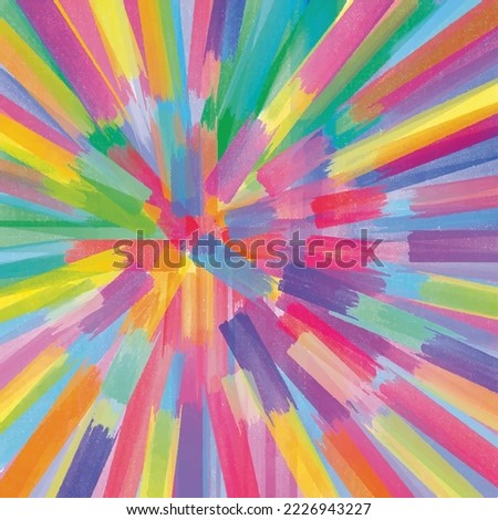 Rainbow multicolored textured jagged paint brush stroke square vector background isolated. Wallpaper for website or poster backdrop
