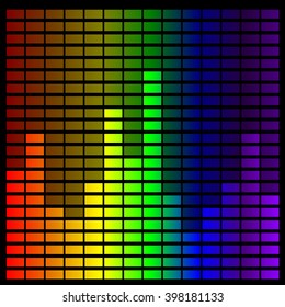 Rainbow music equalizer on black background