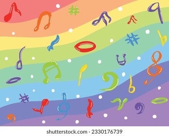 the rainbow musical colorful notes