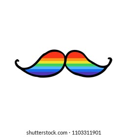 rainbow mustache doodle icon