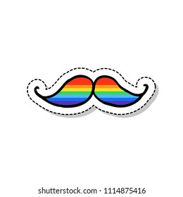 rainbow mustache doodle icon