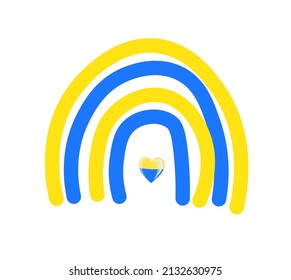 Rainbow in the national colors of Ukraine. Vector illustration in support of Ukraine. yellow-blue rainbow, t-shirt print. stop the war concept.We are in solidarity