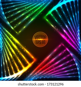 Rainbow neon abstract vector frame