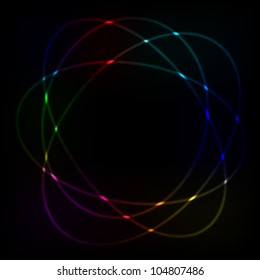 Rainbow Neon Circle Border with Sparkles