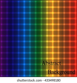 Rainbow Neon Shimmering Grid. Geometric Abstract Background. Vector Illustration