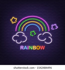 rainbow neon signboard vector design