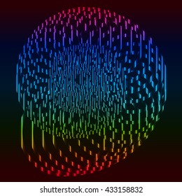 Rainbow neon snail house, abstract vector background