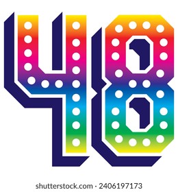 Ilustración del arcoiris 48 vectores. Número 3D 48 Aislado En Fondo Blanco

