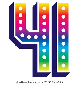 Rainbow Number Forty One Vector Illustration. 3D Number 41 Isolated On A White Background
