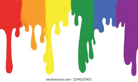 Rainbow oil paint brush  style watercolor background.LGBT  Pride month watercolor texture concept. vector