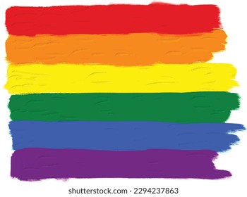 Rainbow oil paint brush  style watercolor background.LGBT  Pride month watercolor texture concept. vector
