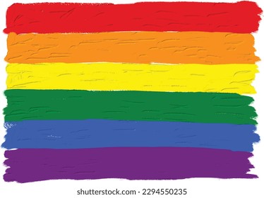 Rainbow oil paint brush  style watercolor background.LGBT  Pride month watercolor texture concept. vector