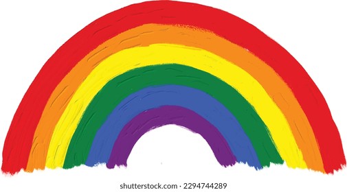 Rainbow oil paint brush  style watercolor background.LGBT  Pride month watercolor texture concept. vector