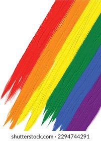 Rainbow oil paint brush  style watercolor background.LGBT  Pride month watercolor texture concept. vector