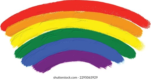 Rainbow oil paint brush  style watercolor background.LGBT  Pride month watercolor texture concept. vector