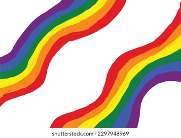 Rainbow oil paint brush  style watercolor background.LGBT  Pride month watercolor texture concept. vector