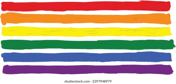 Rainbow oil paint brush  style watercolor background.LGBT  Pride month watercolor texture concept. vector