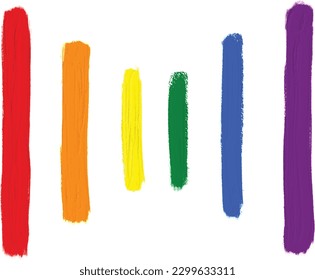 Rainbow oil paint brush  style watercolor background.LGBT  Pride month watercolor texture concept.Vector illustration. 