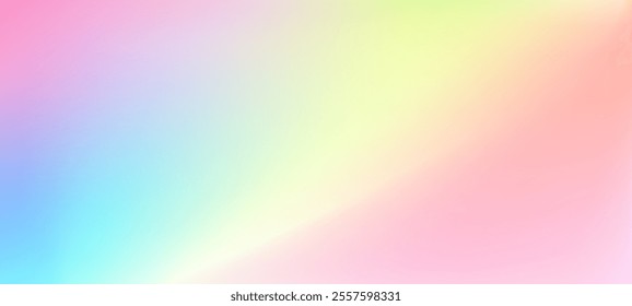 Rainbow ombre background with blurry halographic pattern. Abstract gradient effect featuring pink, pastel, and soft iridescent texture. Radiant holograph vector design with bright y2k aura.