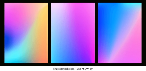 Rainbow ombre gradient wallpaper with soft pastel texture. Hologram blur and neon aura in modern digital design. Surreal vibrant abstract art with liquid and radiant effects.