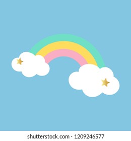 Rainbow on clouds magical vector