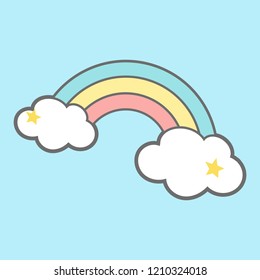 Rainbow on clouds magical vector