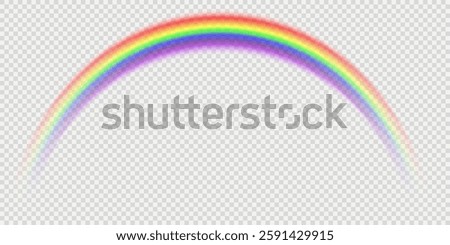Rainbow on transparent background. Raindrops.  Realistic rainbows. Rainbow icon, effect after rain. Vector illustration. Transparent rainbows. Downpour, hail rainy weather. Png