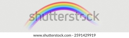 Rainbow on transparent background. Raindrops.  Realistic rainbows. Rainbow icon, effect after rain. Vector illustration. Transparent rainbows. Downpour, hail rainy weather. Png