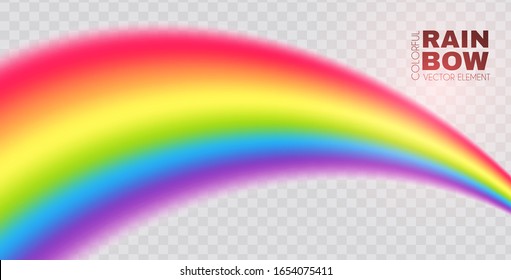 Rainbow on transparent background. Realistic spectrum color effect.