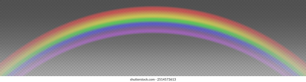 Rainbow on transparent background. Realistic rainbows in different shape and size. Rainbow, effect after rain. Vector illustration. Transparent rainbows. Downpour, hail rainy weather. png