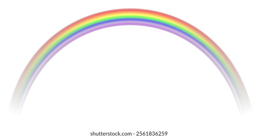 Rainbow on transparent background. Realistic rainbows in different shape and size. Rainbow, effect after rain. Vector illustration. Transparent rainbows. Downpour, hail rainy weather. png