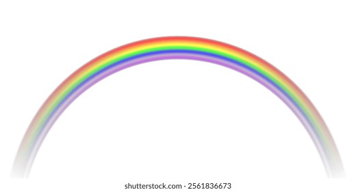 Rainbow on transparent background. Realistic rainbows in different shape and size. Rainbow, effect after rain. Vector illustration. Transparent rainbows. Downpour, hail rainy weather. png