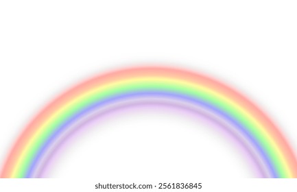 Rainbow on transparent background. Realistic rainbows in different shape and size. Rainbow, effect after rain. Vector illustration. Transparent rainbows. Downpour, hail rainy weather. png