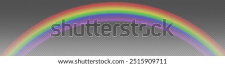 Rainbow on transparent background. Realistic rainbows in different shape and size. Rainbow, effect after rain. Vector illustration. Transparent rainbows. Downpour, hail rainy weather. png