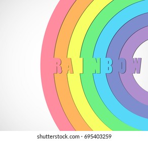 Rainbow on white abstract background.  Rainbow vector illustration. Rainbow circles. Rainbow arch.