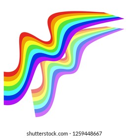 Rainbow on white background. Abstract geometric image. Colorful wave. Vector illustration. 