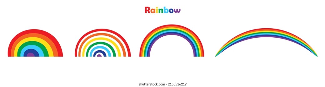 rainbow on white background. Rainbow color. Pastel color sky. Vector illustration. stock image. 