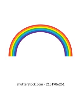 Rainbow on white background. Nature concept. Spring decoration. Vector illustration. stock image.