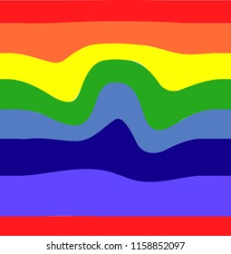 Rainbow opt art background. Seamless pattern. LGBT colors. Abstract geometric striped pattern. Wavy pattern.
