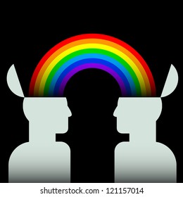 rainbow out of two human heads