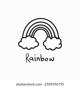 Esquema del arco iris, Clipart del arco iris, nubes, arco iris con nubes, arco iris simple, Cricut de la silueta, archivos de Vector para Cricut