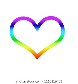 Rainbow outline Heart, Vector Illustration
