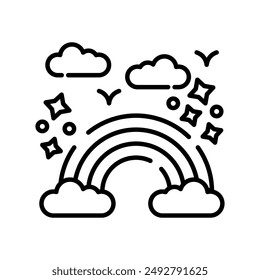 Icono de contorno de arco iris, Ilustración vectorial