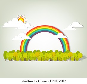 Rainbow over forest