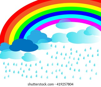 Rainbow Over Rainy Clouds Stock Vector (Royalty Free) 419257804 ...