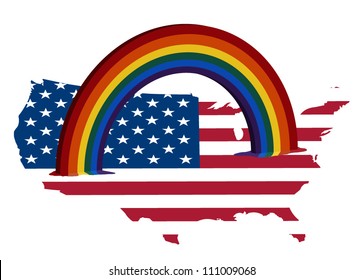 Rainbow over the United States on transparent background